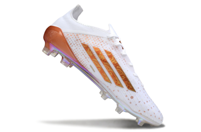 Men's Adidas F50 Pro FG Firm Ground Low-Tops Football Boots - White/Shimmering Orange/Metallic Rose