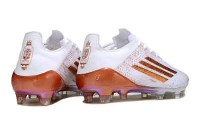 Men's Adidas F50 Pro FG Firm Ground Low-Tops Football Boots - White/Shimmering Orange/Metallic Rose