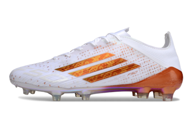 Men's Adidas F50 Pro FG Firm Ground Low-Tops Football Boots - White/Shimmering Orange/Metallic Rose