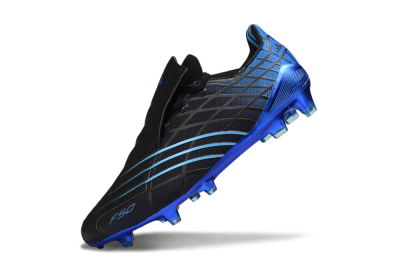 Men's Adidas F50 Pro FG Firm Ground Low-Tops Football Boots - Black/Electric Blue/Stealth Black