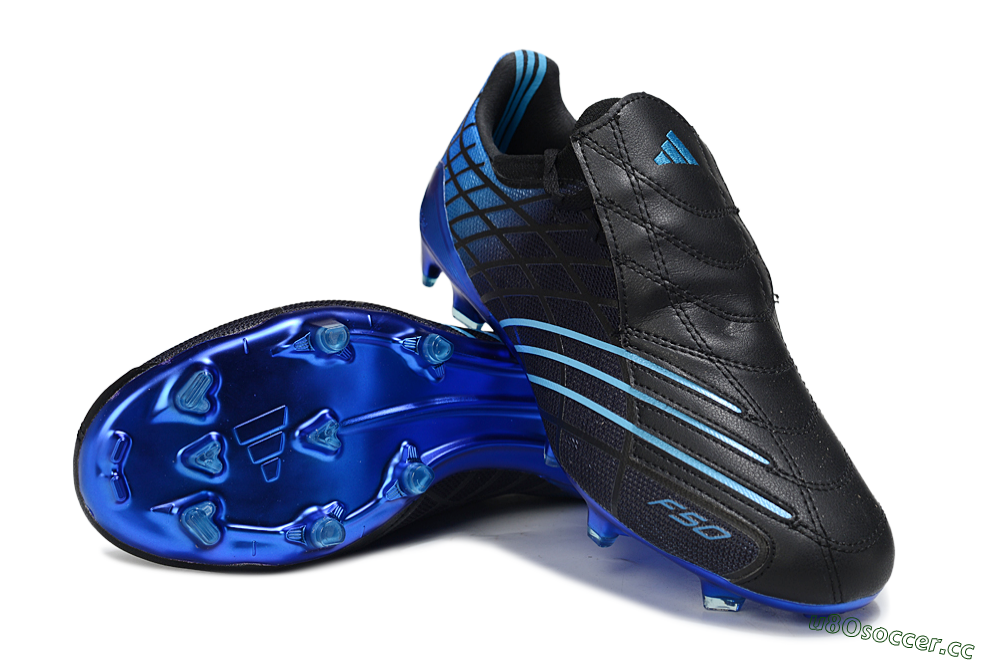 Men's Adidas F50 Pro FG Firm Ground Low-Tops Football Boots - Black/Electric Blue/Stealth Black 3