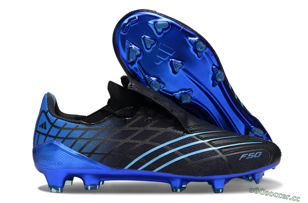Men's Adidas F50 Pro FG Firm Ground Low-Tops Football Boots - Black/Electric Blue/Stealth Black 2