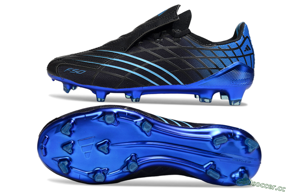 Men's Adidas F50 Pro FG Firm Ground Low-Tops Football Boots - Black/Electric Blue/Stealth Black 1
