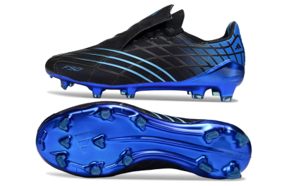 Men's Adidas F50 Pro FG Firm Ground Low-Tops Football Boots - Black/Electric Blue/Stealth Black