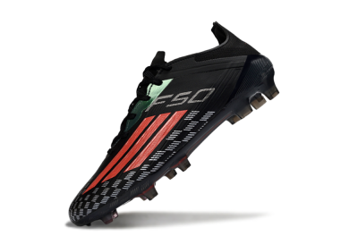 Men's Adidas F50 Pro FG Firm Ground Low-Tops Football Boots - Black/Electric Red/Neon Green