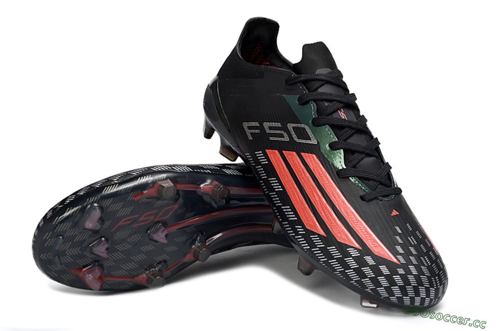 Men's Adidas F50 Pro FG Firm Ground Low-Tops Football Boots - Black/Electric Red/Neon Green 3
