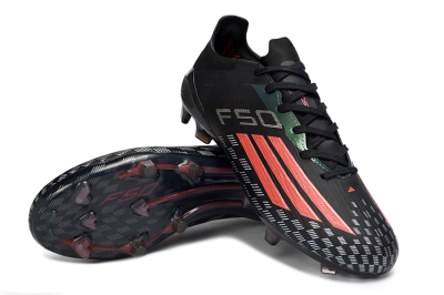 Men's Adidas F50 Pro FG Firm Ground Low-Tops Football Boots - Black/Electric Red/Neon Green