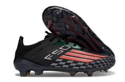 Men's Adidas F50 Pro FG Firm Ground Low-Tops Football Boots - Black/Electric Red/Neon Green