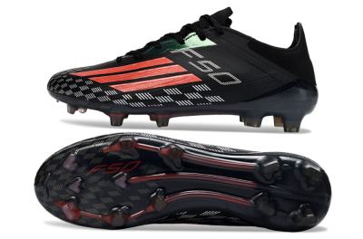 Men's Adidas F50 Pro FG Firm Ground Low-Tops Football Boots - Black/Electric Red/Neon Green