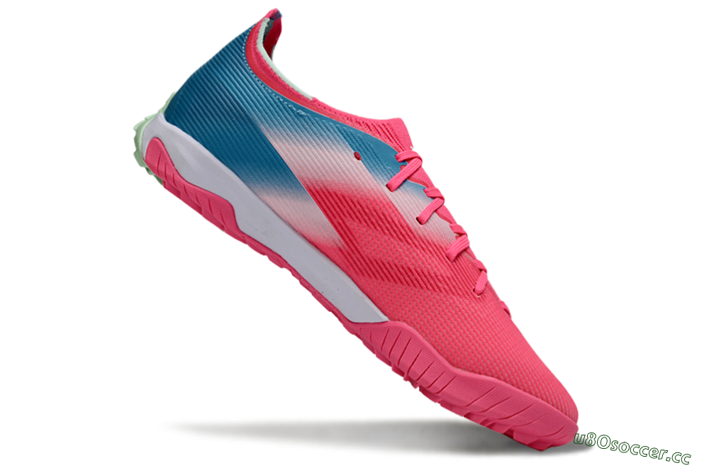 Men's Puma Ultra Ultimate TF Artificial Turf Low-Tops Football Shoes - Pink/Coral Pink/Turquoise Blue 4