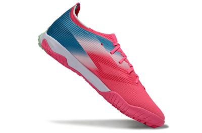Men's Puma Ultra Ultimate TF Artificial Turf Low-Tops Football Shoes - Pink/Coral Pink/Turquoise Blue