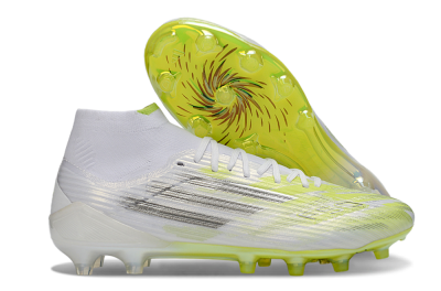Men's Adidas F50 Pro Mid FG Firm Ground High-Tops Football Boots - Yellow/Neon Lime/White