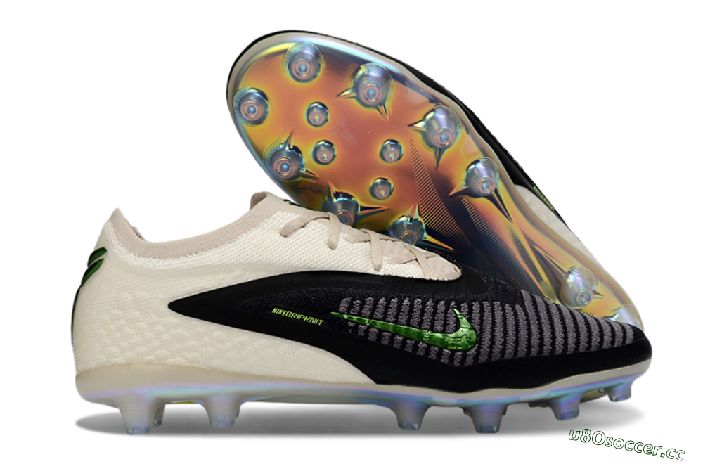 Unisex Nike Phantom 6 Low Elite AG Artificial Grass Low-Tops Football Boots - Black/Green Glint/White Frost 2