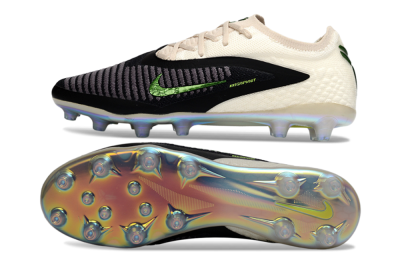 Unisex Nike Phantom 6 Low Elite AG Artificial Grass Low-Tops Football Boots - Black/Green Glint/White Frost