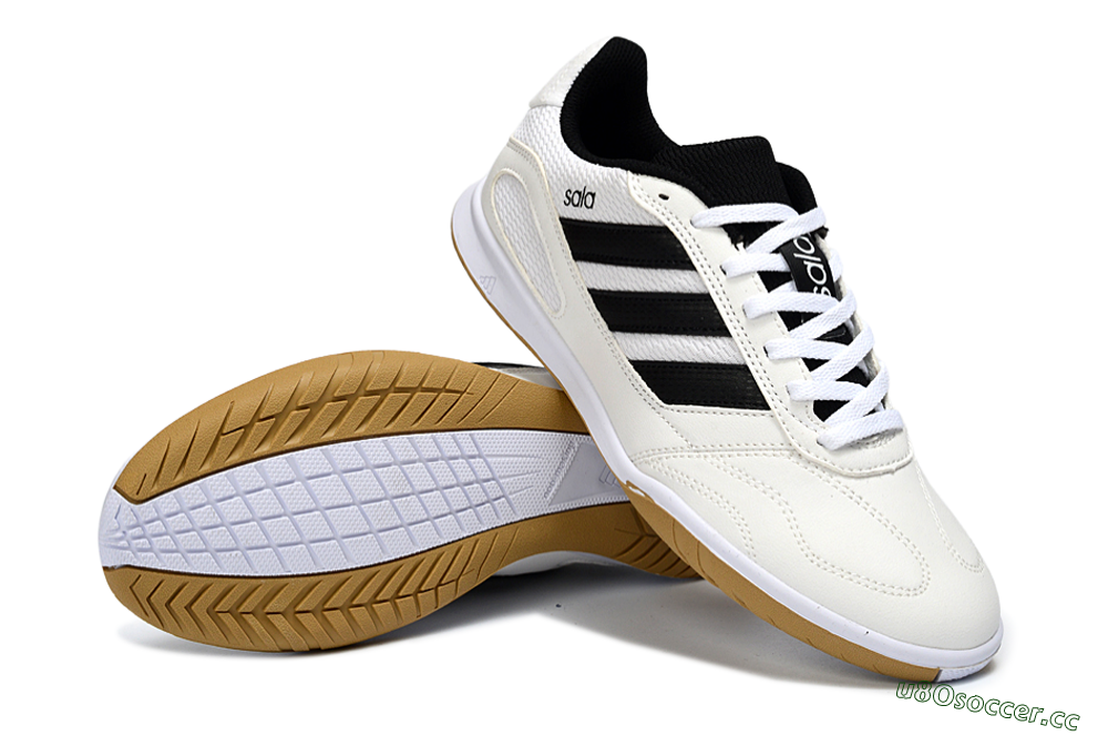 Men's Adidas Top Sala IC Indoor & Futsal Low-Tops Football Shoes - White/Classic Black/Golden Tan 3