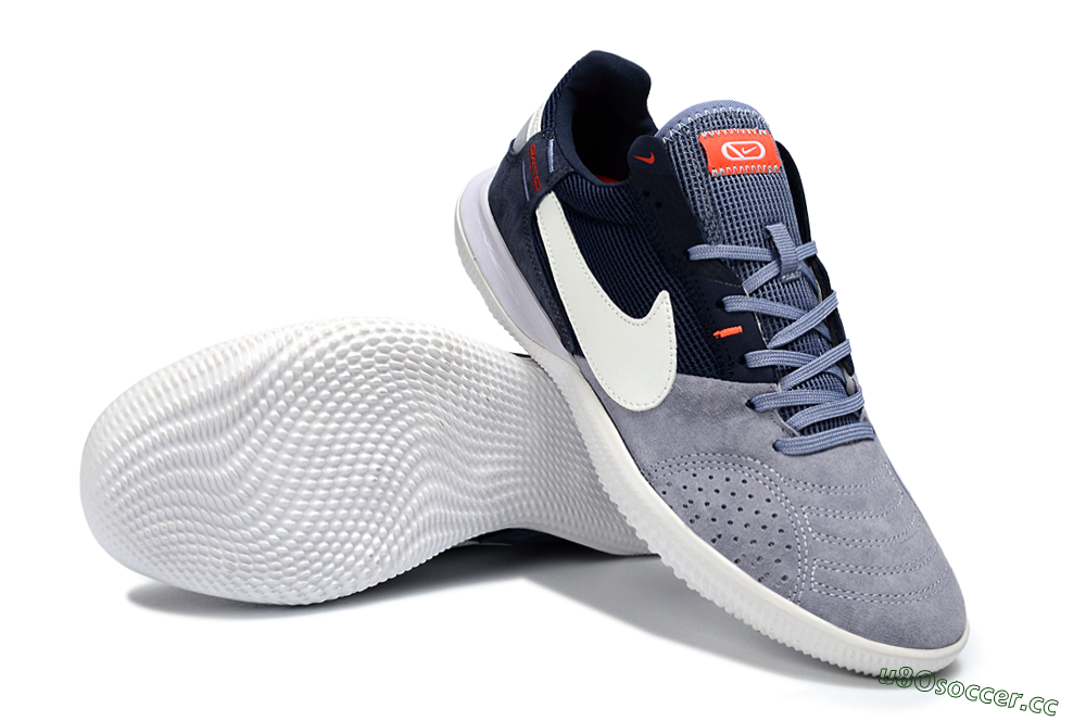 Unisex Nike Street Gato IC Indoor & Futsal Low-Tops Football Shoes - Grey/Navy Blue/White 3