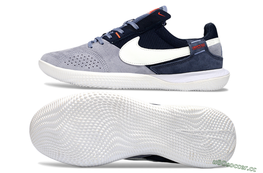 Unisex Nike Street Gato IC Indoor & Futsal Low-Tops Football Shoes - Grey/Navy Blue/White 1