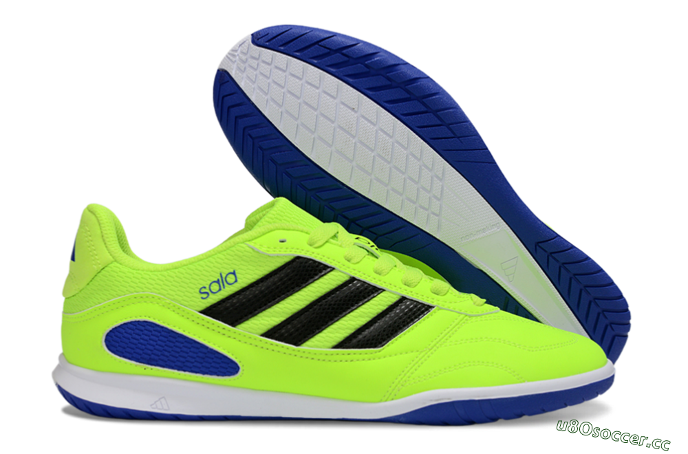 Men's Adidas Top Sala IC Indoor & Futsal Low-Tops Football Shoes - Green/Bright Green/Deep Blue 2