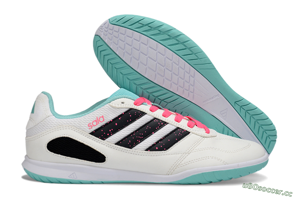 Men's Adidas Top Sala IC Indoor & Futsal Low-Tops Football Shoes - White/Aqua Breeze/Pink Blast 2
