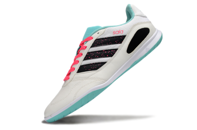 Men's Adidas Top Sala IC Indoor & Futsal Low-Tops Football Shoes - White/Aqua Breeze/Pink Blast