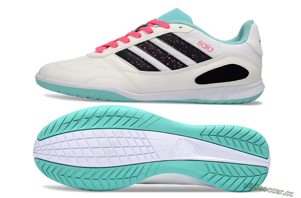 Men's Adidas Top Sala IC Indoor & Futsal Low-Tops Football Shoes - White/Aqua Breeze/Pink Blast 1