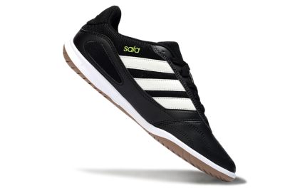 Men's Adidas Top Sala IC Indoor & Futsal Low-Tops Football Shoes - Black/Lime Glow/Brown Suede
