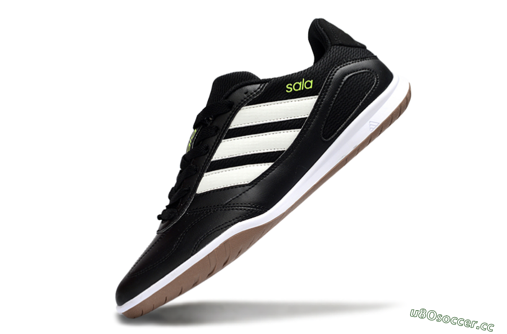 Men's Adidas Top Sala IC Indoor & Futsal Low-Tops Football Shoes - Black/Lime Glow/Brown Suede 5