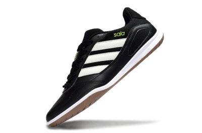 Men's Adidas Top Sala IC Indoor & Futsal Low-Tops Football Shoes - Black/Lime Glow/Brown Suede