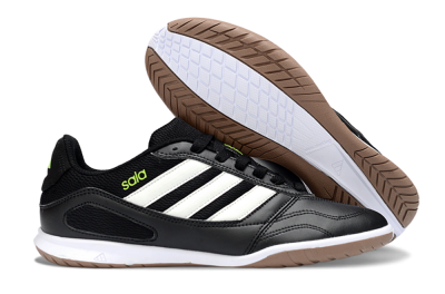 Men's Adidas Top Sala IC Indoor & Futsal Low-Tops Football Shoes - Black/Lime Glow/Brown Suede