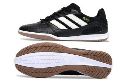 Men's Adidas Top Sala IC Indoor & Futsal Low-Tops Football Shoes - Black/Lime Glow/Brown Suede