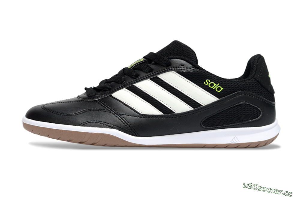 Men's Adidas Top Sala IC Indoor & Futsal Low-Tops Football Shoes - Black/Lime Glow/Brown Suede 0