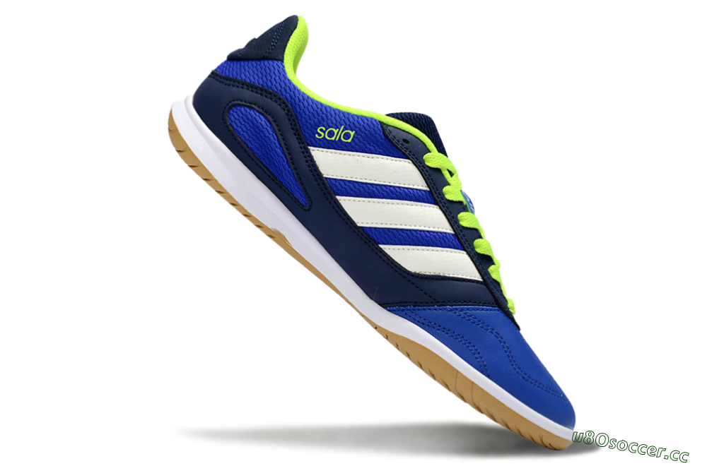 Men's Adidas Top Sala IC Indoor & Futsal Low-Tops Football Shoes - Blue/Lime Green/White 4