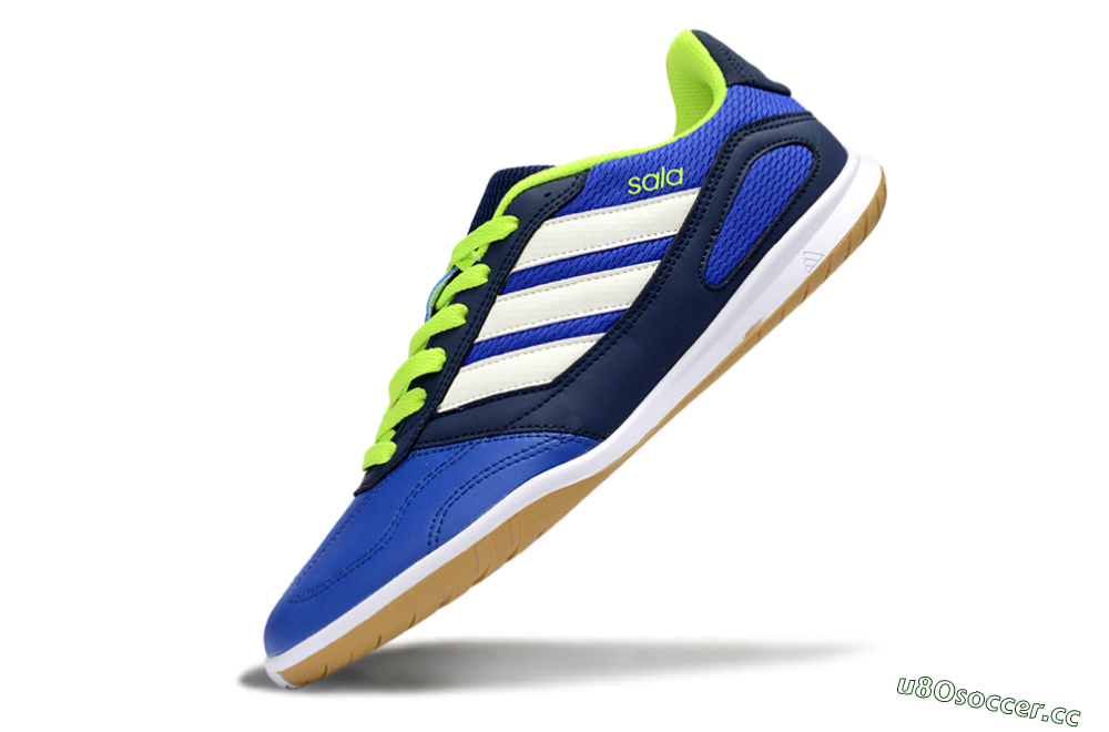Men's Adidas Top Sala IC Indoor & Futsal Low-Tops Football Shoes - Blue/Lime Green/White 5