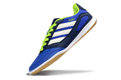 Men's Adidas Top Sala IC Indoor & Futsal Low-Tops Football Shoes - Blue/Lime Green/White