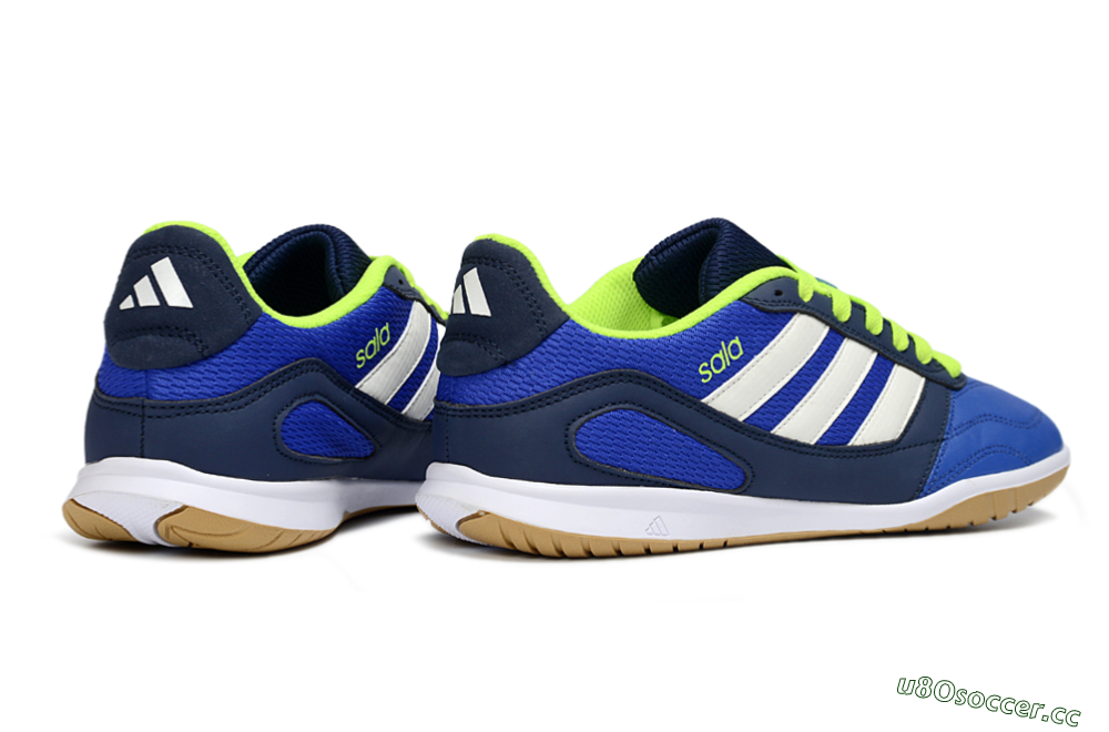 Men's Adidas Top Sala IC Indoor & Futsal Low-Tops Football Shoes - Blue/Lime Green/White 6