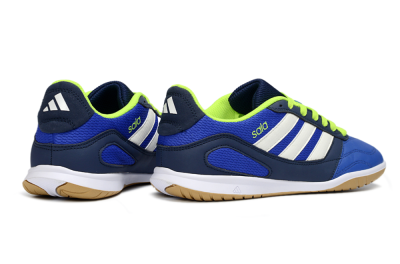 Men's Adidas Top Sala IC Indoor & Futsal Low-Tops Football Shoes - Blue/Lime Green/White