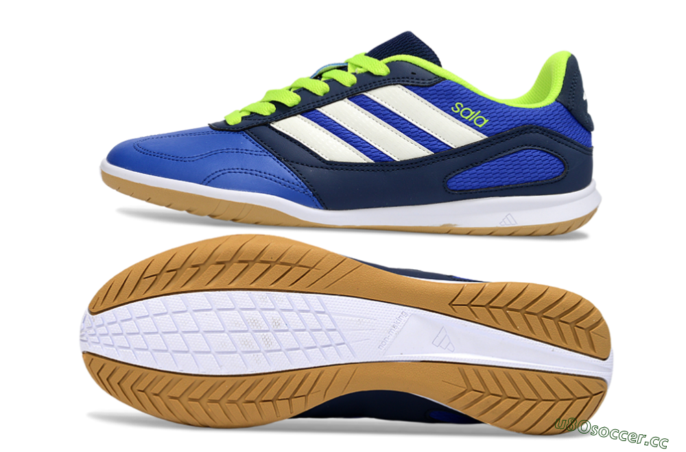Men's Adidas Top Sala IC Indoor & Futsal Low-Tops Football Shoes - Blue/Lime Green/White 1