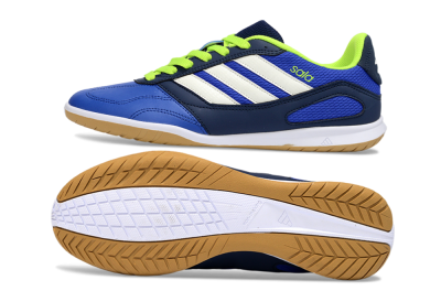 Men's Adidas Top Sala IC Indoor & Futsal Low-Tops Football Shoes - Blue/Lime Green/White