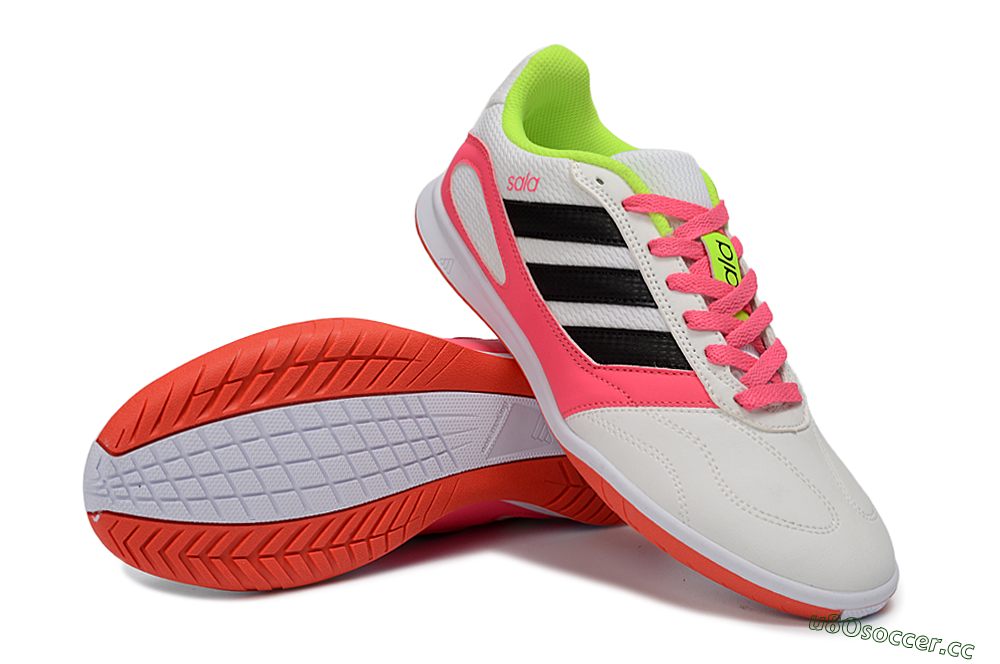 Men's Adidas Top Sala IC Indoor & Futsal Low-Tops Football Shoes - White/Neon Pink/Black 3