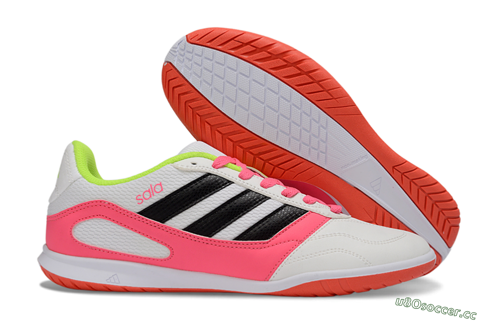 Men's Adidas Top Sala IC Indoor & Futsal Low-Tops Football Shoes - White/Neon Pink/Black 2
