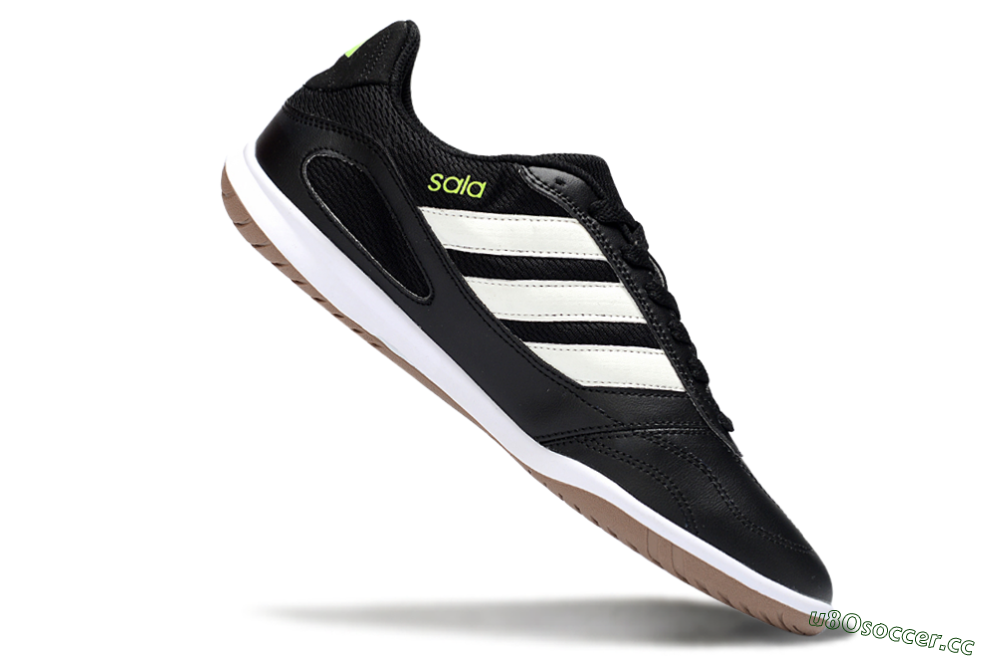 Men's Adidas Top Sala IC Indoor & Futsal Low-Tops Football Shoes - Black/White/Glow Green 4