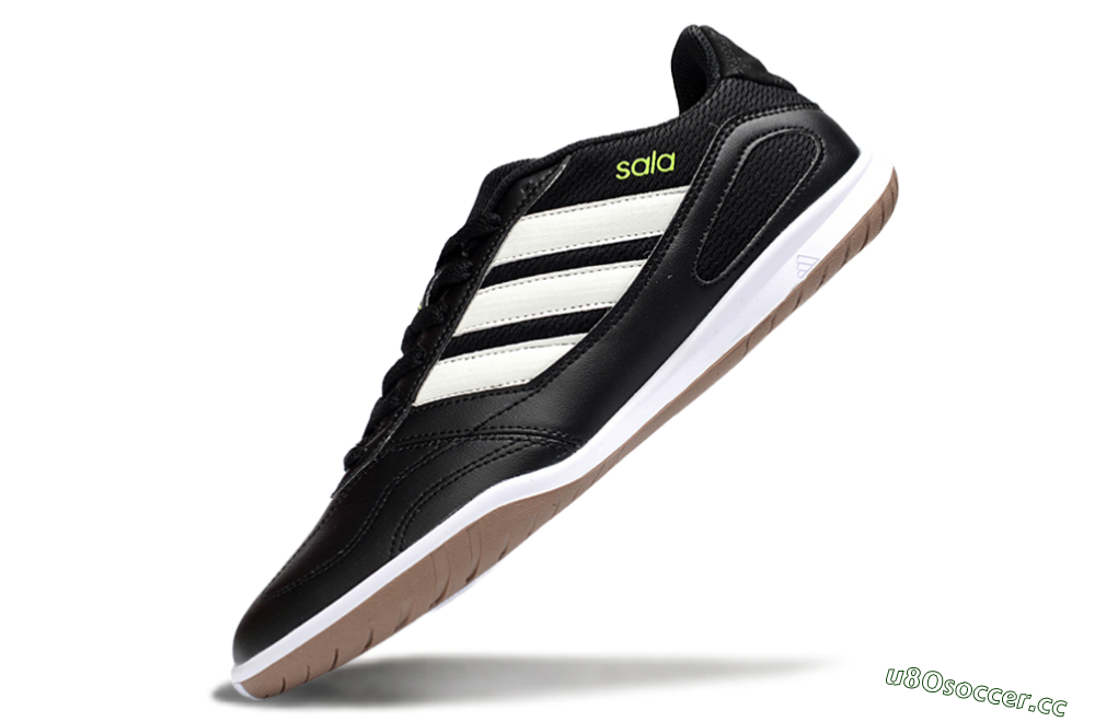 Men's Adidas Top Sala IC Indoor & Futsal Low-Tops Football Shoes - Black/White/Glow Green 5