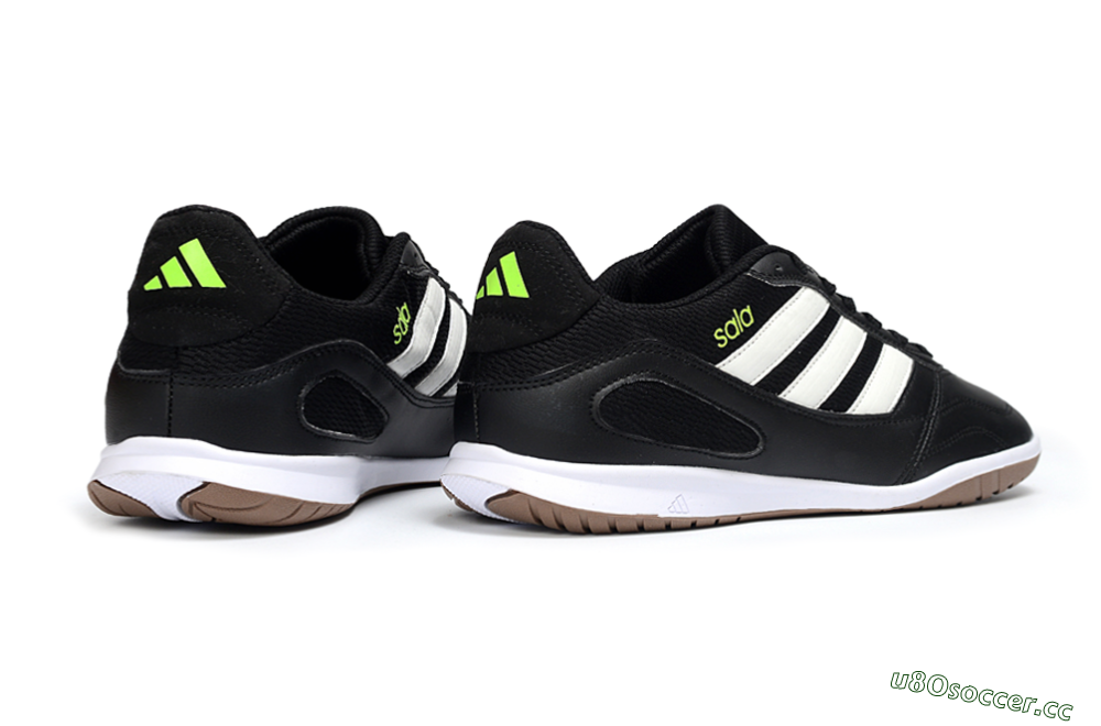 Men's Adidas Top Sala IC Indoor & Futsal Low-Tops Football Shoes - Black/White/Glow Green 6