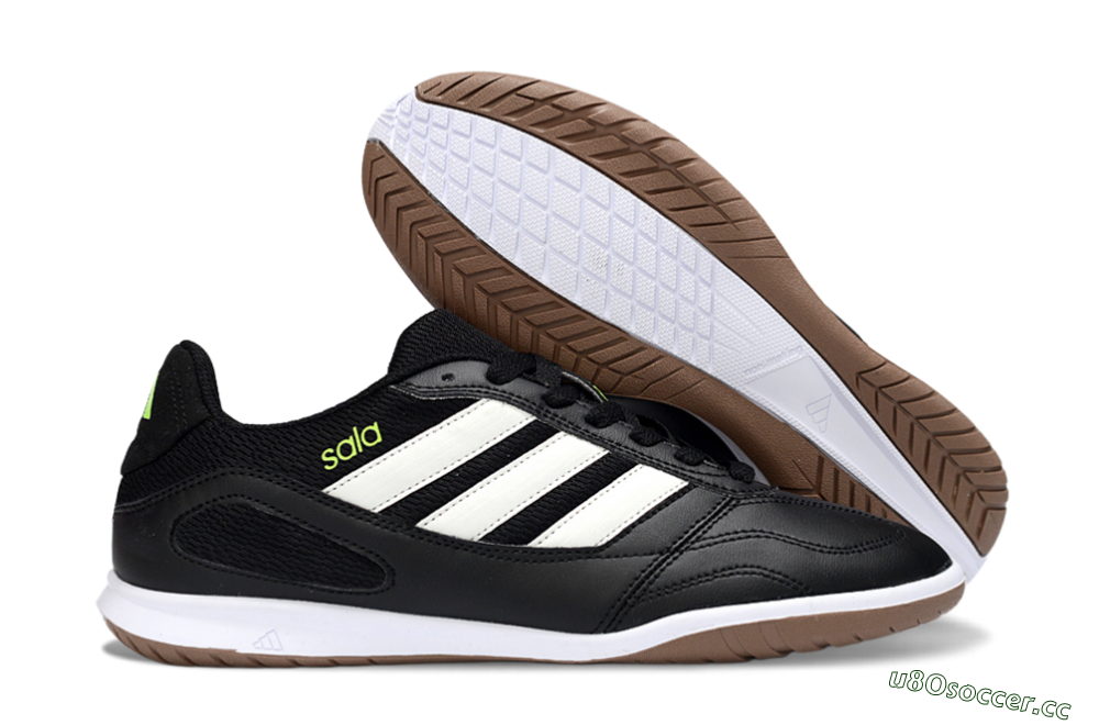 Men's Adidas Top Sala IC Indoor & Futsal Low-Tops Football Shoes - Black/White/Glow Green 2