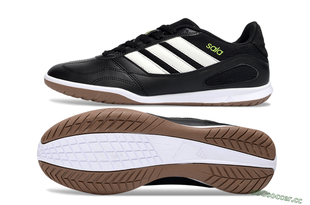 Men's Adidas Top Sala IC Indoor & Futsal Low-Tops Football Shoes - Black/White/Glow Green 1