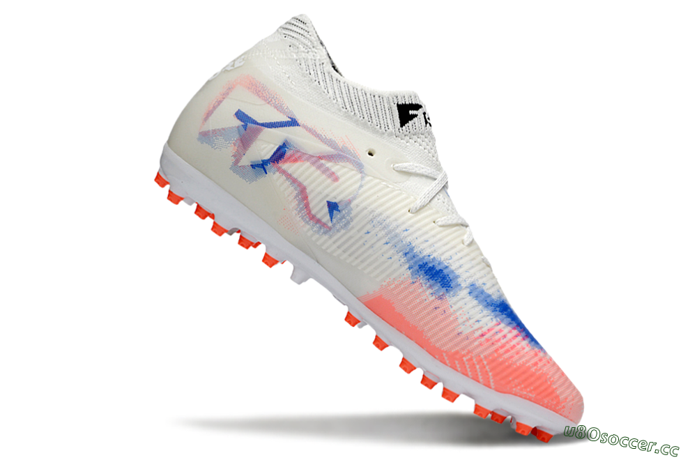 Men's Puma Future 8 Ultimate MG Multi Ground Low-Tops Football Boots - White/Electric Coral/Black 4