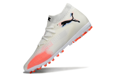 Men's Puma Future 8 Ultimate MG Multi Ground Low-Tops Football Boots - White/Electric Coral/Black