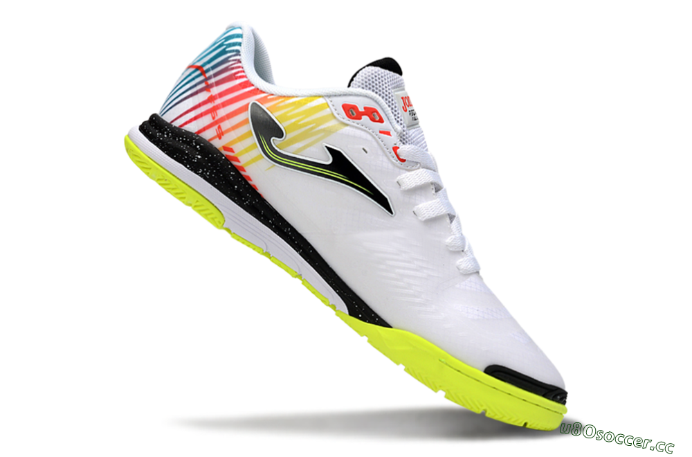 Men's Joma Top Flex IC Indoor & Futsal Low-Tops Football Shoes - White/Vibrant Yellow/Gradient Multicolor 4