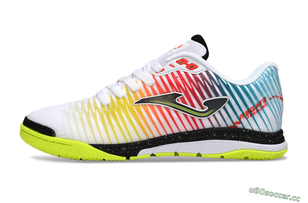 Men's Joma Top Flex IC Indoor & Futsal Low-Tops Football Shoes - White/Vibrant Yellow/Gradient Multicolor 0