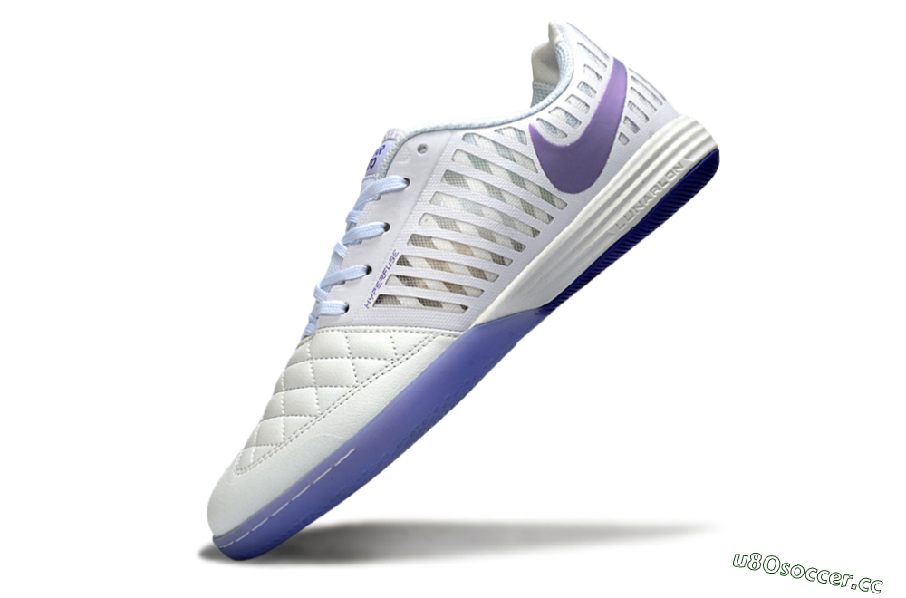 Unisex Nike Lunar Gato 2 IC Indoor & Futsal Low-Tops Football Shoes - White/Lavender Bliss/Soft Lilac 5